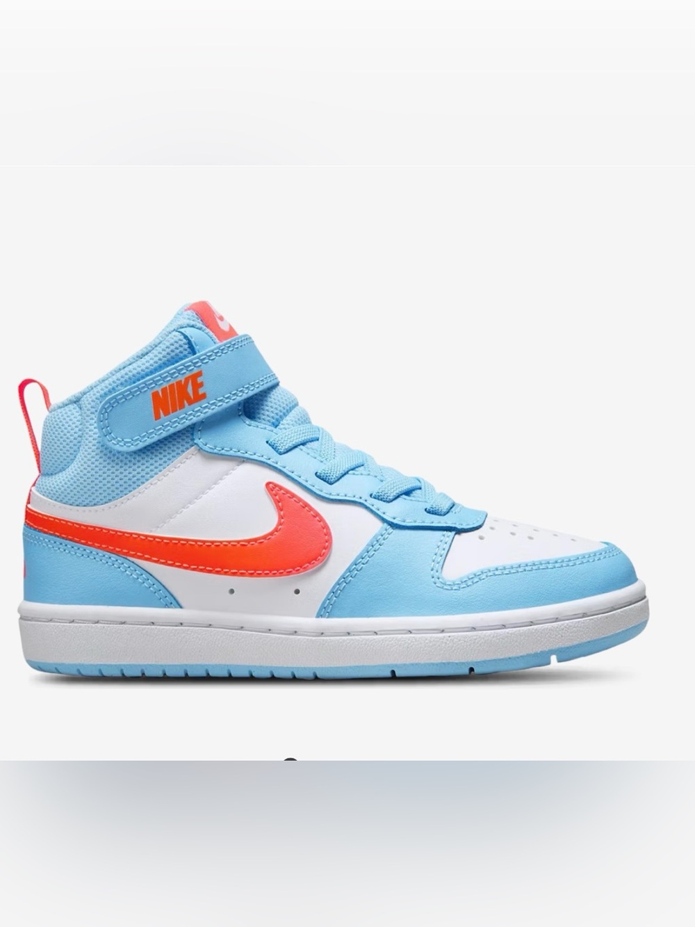 Nike Mid-Top Sneaker in White, Light Blue & Orange
